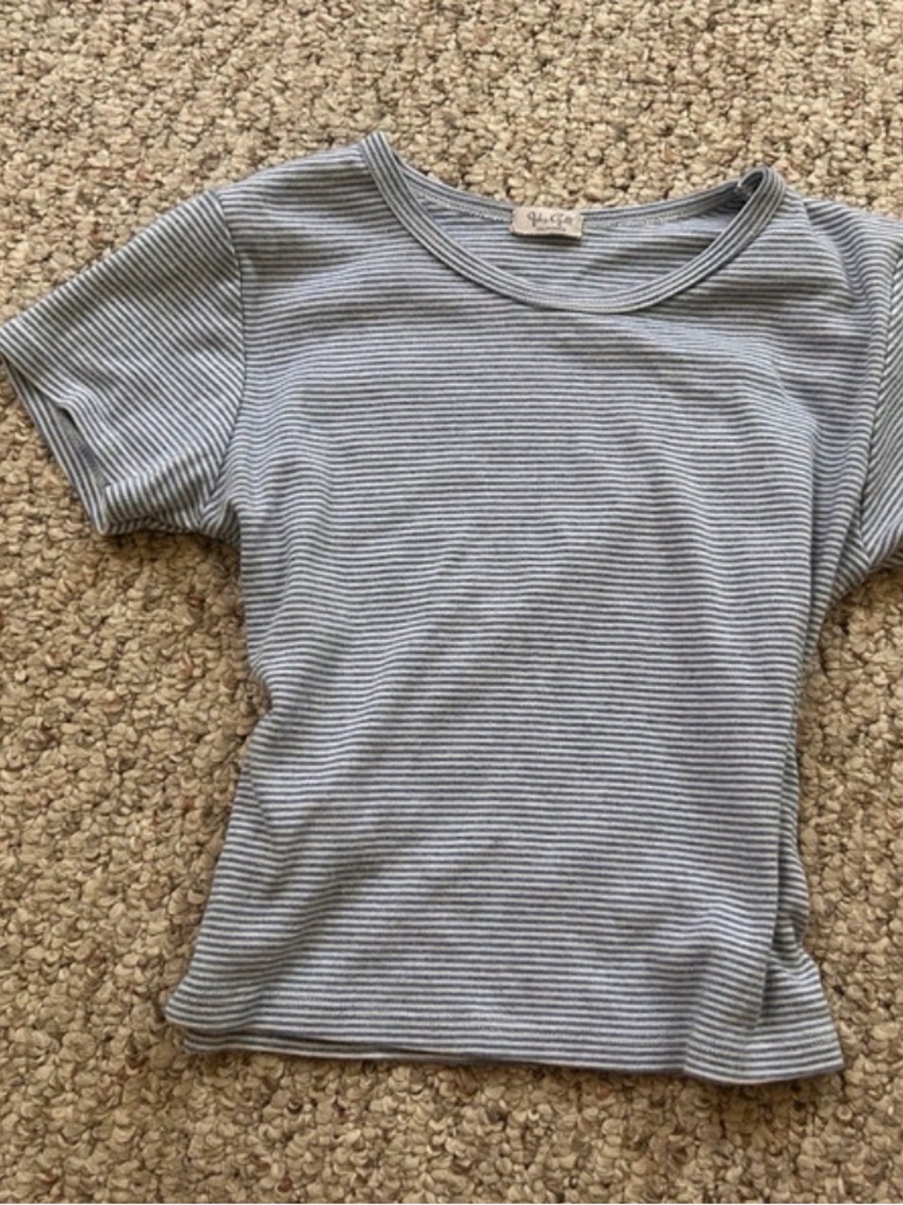 Brandy Melville Light Blue & White Striped Short Sleeve Tee